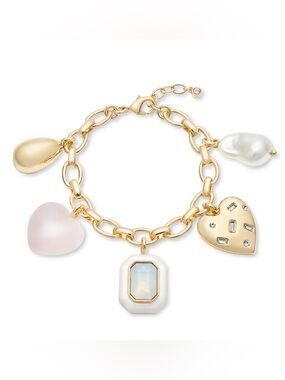 On 34th Gold-Tone Mixed Stone Charm Bracelet